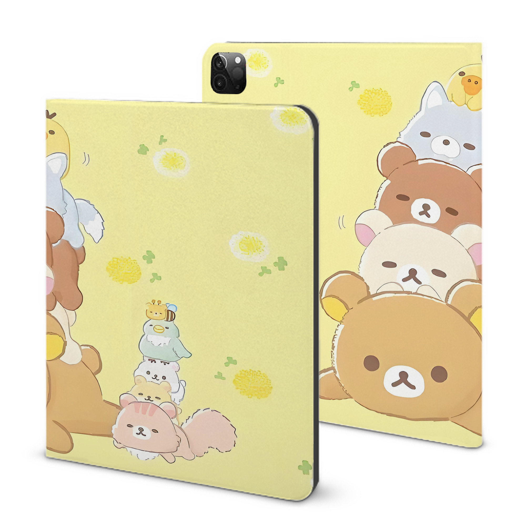 （画像用） リラックマ リラックマ キイロイトリ Rilakkuma Korilakkuma Kiiroitori IPadケース ペンホルダー付き ブックスタイルデザイン